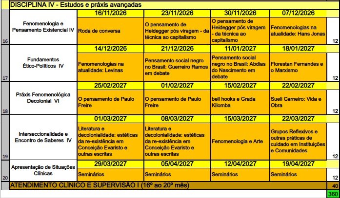 Cronograma — Fenomenologia Decolonial e Clínica Ampliada — imagem 4