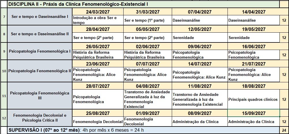 Cronograma — Psicologia Clínica Fenomenológico-Existencial — imagem 2