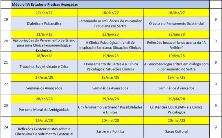Cronograma — Psicologia Clínica Existencialista Sartriana — imagem 4